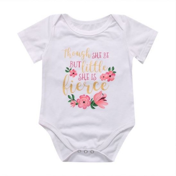 Floral Pig Other - Baby girl onesie "though she be but little" 24 mo.